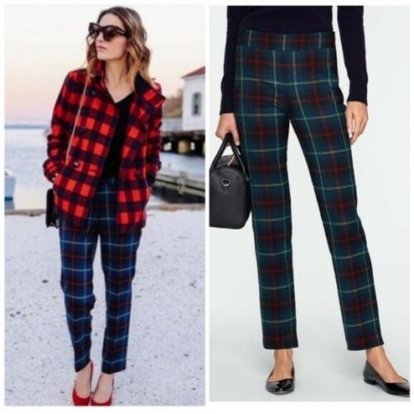 NWT Talbots Pant Trouser Wool Heritage Plaid Blue Green Tartan Holiday Winter - Picture 1 of 13